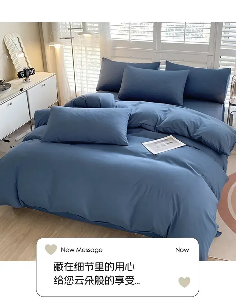Solid Color Simple 3 Four-piece Set Student Dormitory Household Bed Sheet Kit
