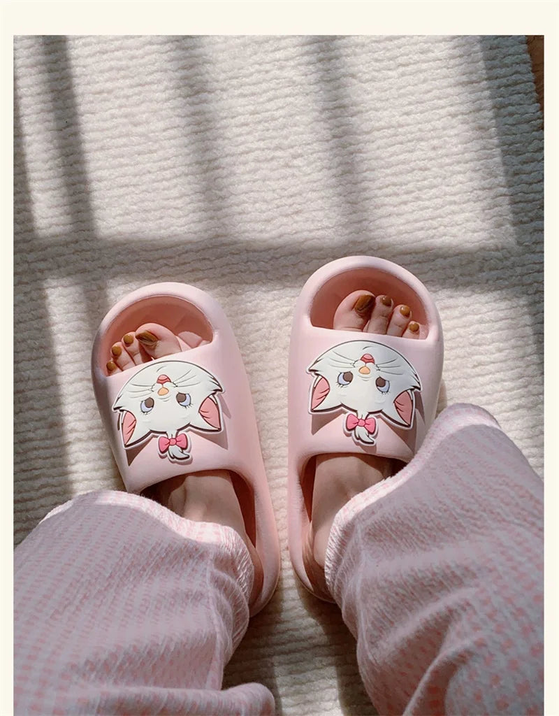 Kawaii Disney Marie Cat Slippers for Women Summer Soft-Soled Eva Slippers for Home Non-Slip Thick-Soled Sandals for Outdoor Wear