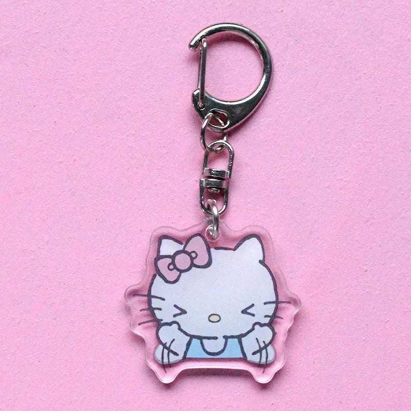 Hello Kitty Acrylic Keychain Accessories Sanrio Anime Figures Key Chain Pendant Cartoon Cosplay Chains Keyring Accessoried Gifts