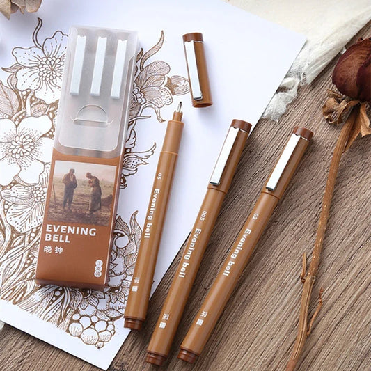 Brown Pigment Liner Needle Waterproof Drawing Pen For Sketch Watercolor Drawing Needle Pen Hook Line Pen Stationery Art Supplies