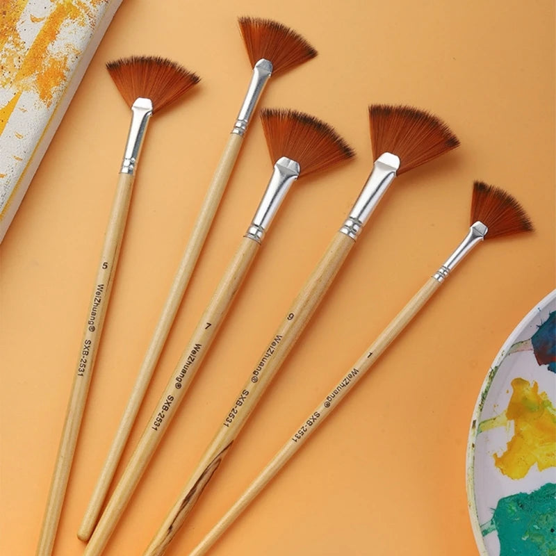 Fan Tip Paintbrush Professional Watercolor Paint Brush for Beginner Acrylic Gouache Watercolor Painting Mininatures
