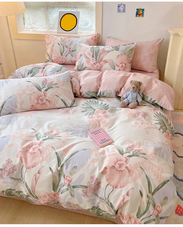 Home Textile Water Wash 3 Piece Bedding Set, Summer and Winter Blanket, Large Sheet Bed Bed Sheets and Pillowcases Bed Set