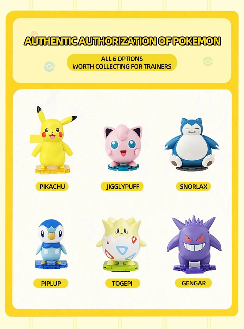 Original Pokemon Building Blocks Pikachu Gengar Snorlax Anime Cartoon Bricks Sets Movie Dolls Model Kids Toys For Children Gifts