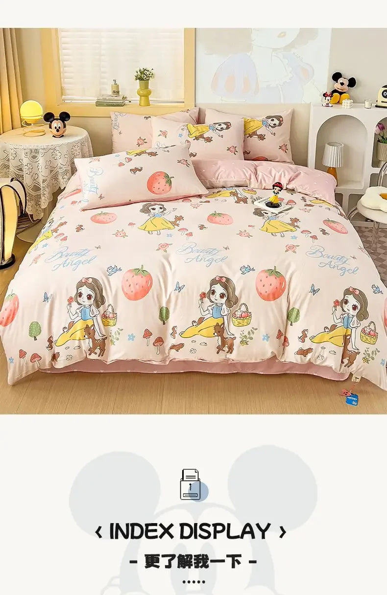 Mickey Mouse student cartoon bedding Donald Duck Mickey Minnie Daisy bed sheet quilt set three-piece comfortable home textile