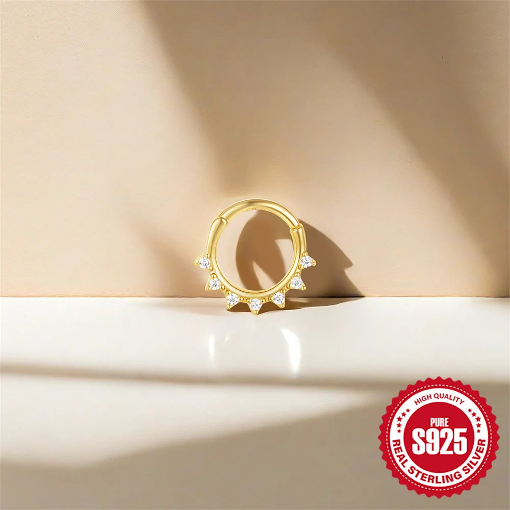 CANNER 1PC 925 Sterling Silver Triangle Zircon Cartilage Piercing Hoop Earring For Women's 18k Gold Minimalism Fine Jewelry Gift