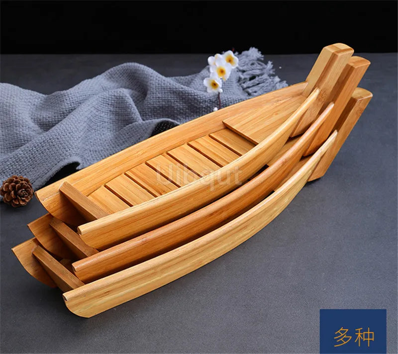 Japanese Cuisine Sushi Boats seafood Tool Wooden Shop Model Wood Handmade Simple ship Sashimi Assorted Cold Dishes sushi plate