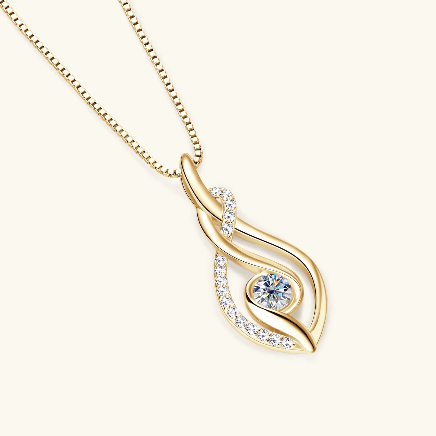 Real Full Moissanite Necklace for Women Twisted Pendant Choker Chain 925 Silver Yellow Gold Color Fine Jewelry with Certificate