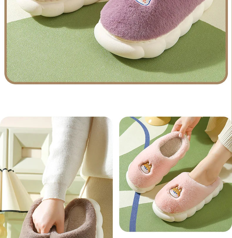 2024 New Winter Soft Sole Mens Indoor Floor Antiskid Slides Bedroom Slippers Warm Fluffy Slippers Male Home Casual Cotton Shoes