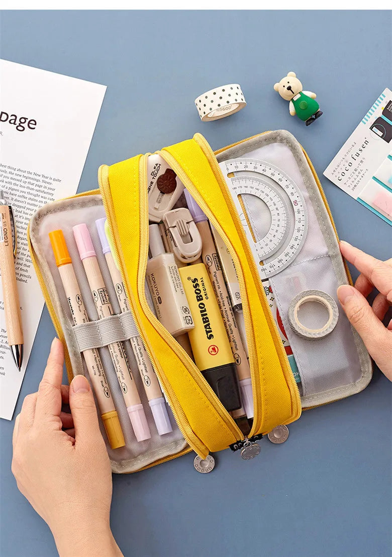 Large Capacity Pencil Case Kawaii Cute Pencil Cases Student Pen Case Big School Supplies Stationery Pencil Bags Box Pencil Pouch