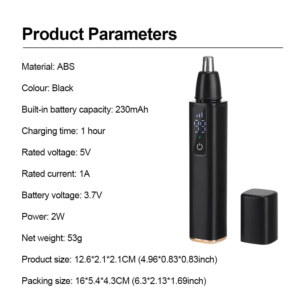 Electric Nose Hair Trimmer with Digital Display Hair Remover Nose Hair  Shaver Scissors Face Care Kit Tools with USB Charging