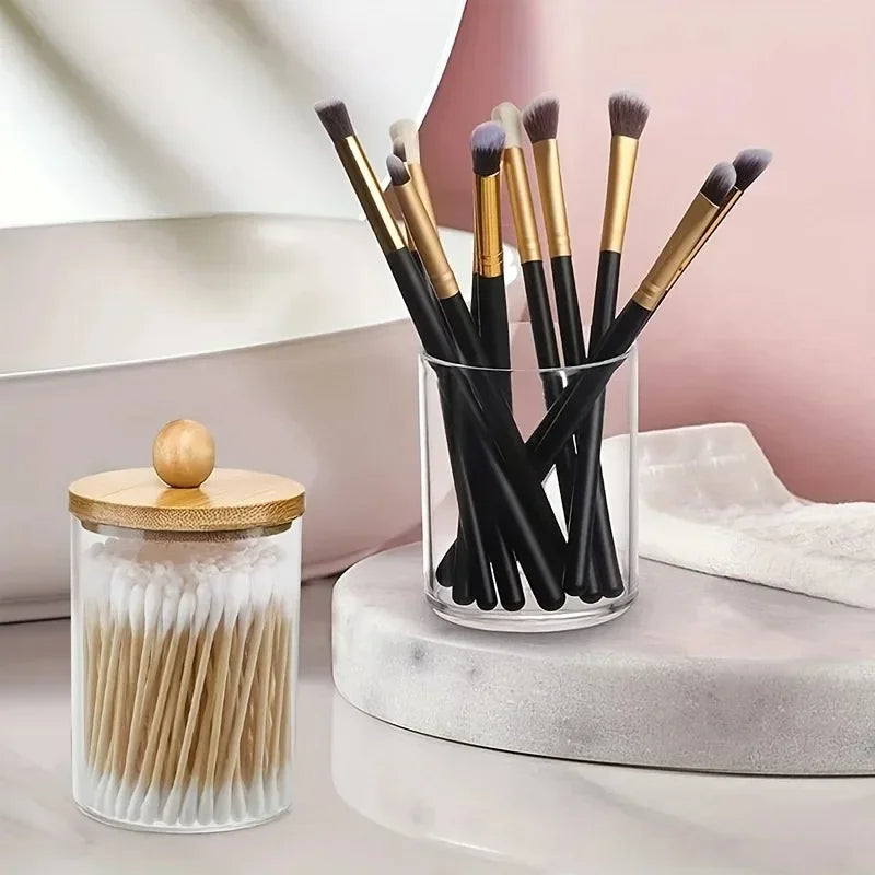 Makeup Organizer Cosmetic Storage Box Organizador Cotton Swab Holder Cotton Pad Box Clear Plastic Box with Lid Dust-proof