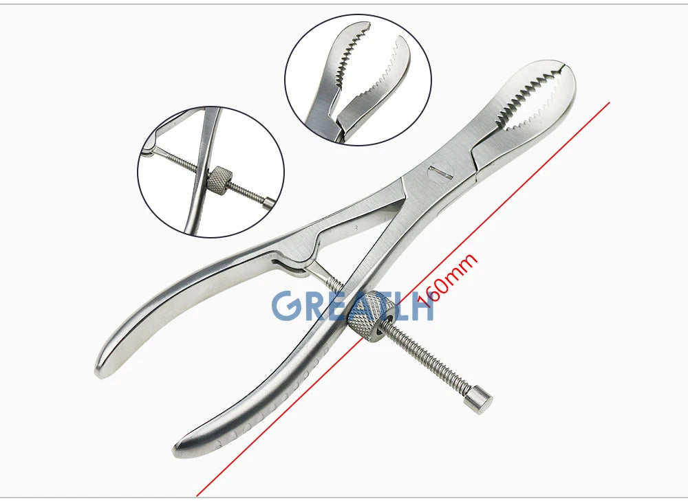 Bone Holding Forceps Stainless Steel Toothed Phalanges Reduction Forceps Veterinary Orthopedics Instruments 1pcs pet