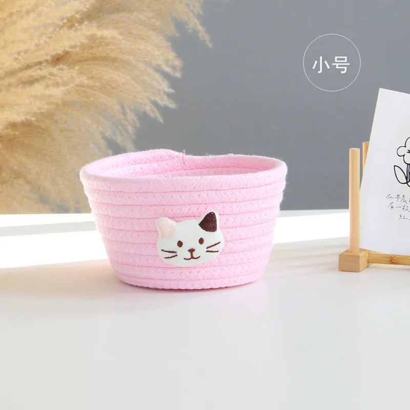 Cotton Rope Woven Storage Basket LuanQI Cartoon Animals Children's Toy Organizer Handmade Desktop Storage Candy Clothes Toys Box
