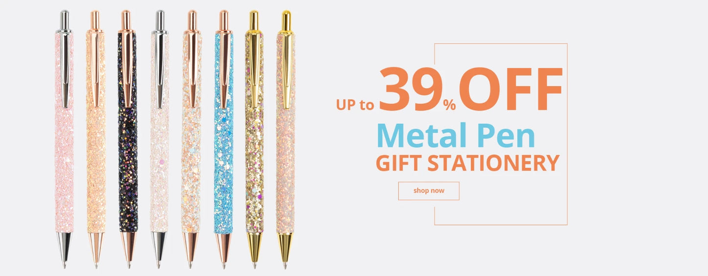 Lytwtw's-Rhinestone Roller Ballpoint Pen Luxury Cute Wedding Rose Gold Metal Stationery School Office Supply Spinning 4 Pieces