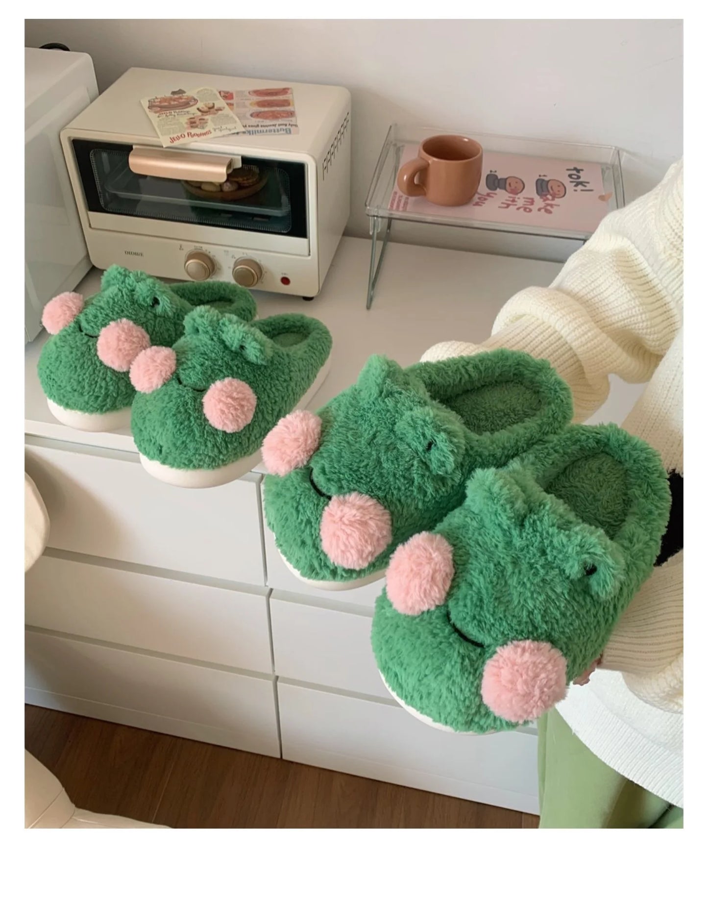 Funny Couple Lovely Frog Cotton Slippers 2022 Winter Student Anti Slip Warm Plush Home Slipper Men And Women Household Shoes