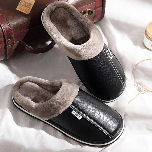 Water Repellent Home Slippers Soft Cozy House Slippers Anti-skid Slip-on Shoes Indoor For Men Winter Shoes