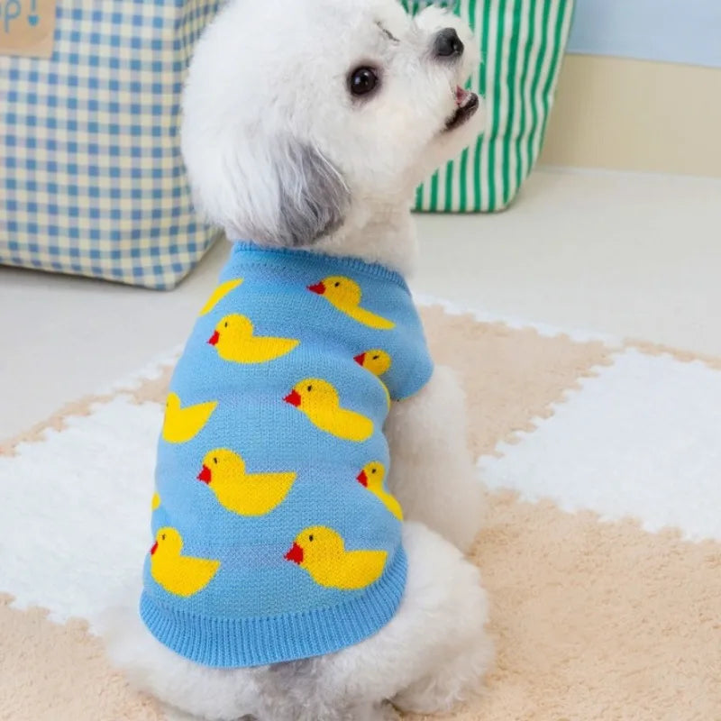 Fashion New Pet Dog Sweater for French Bulldog Korea Style Duck Pattern Cute Pet Dog Sweaters for Puppy Winter Puppy Clothes