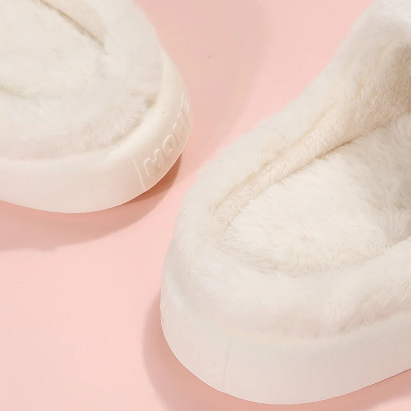 White Bunny Slippers For Home Kawaii Shoes Women Rabbit Fluffy Slippers Winter Indoor Sandals Woman Platform Bootie Slipper New