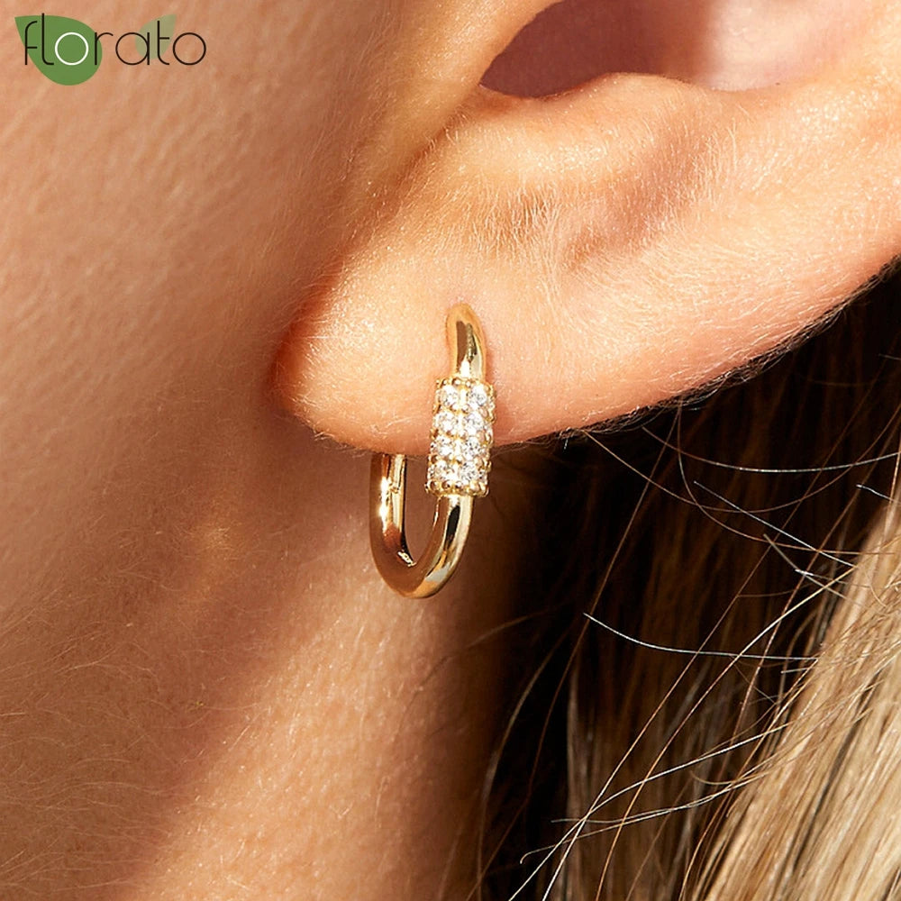 925 Sterling Silver Needle Minimalism 18K Gold Earrings 11mm Small Hoop Earrings for Women Hip Hop Party Fashion Jewelry Gift