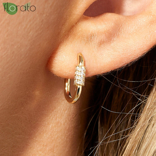 925 Sterling Silver Needle Minimalism 18K Gold Earrings 11mm Small Hoop Earrings for Women Hip Hop Party Fashion Jewelry Gift