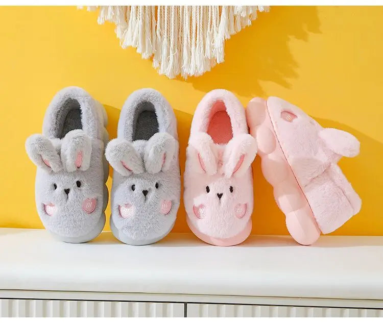 White Bunny Slippers For Home Kawaii Shoes Women Rabbit Fluffy Slippers Winter Indoor Sandals Woman Platform Bootie Slipper New