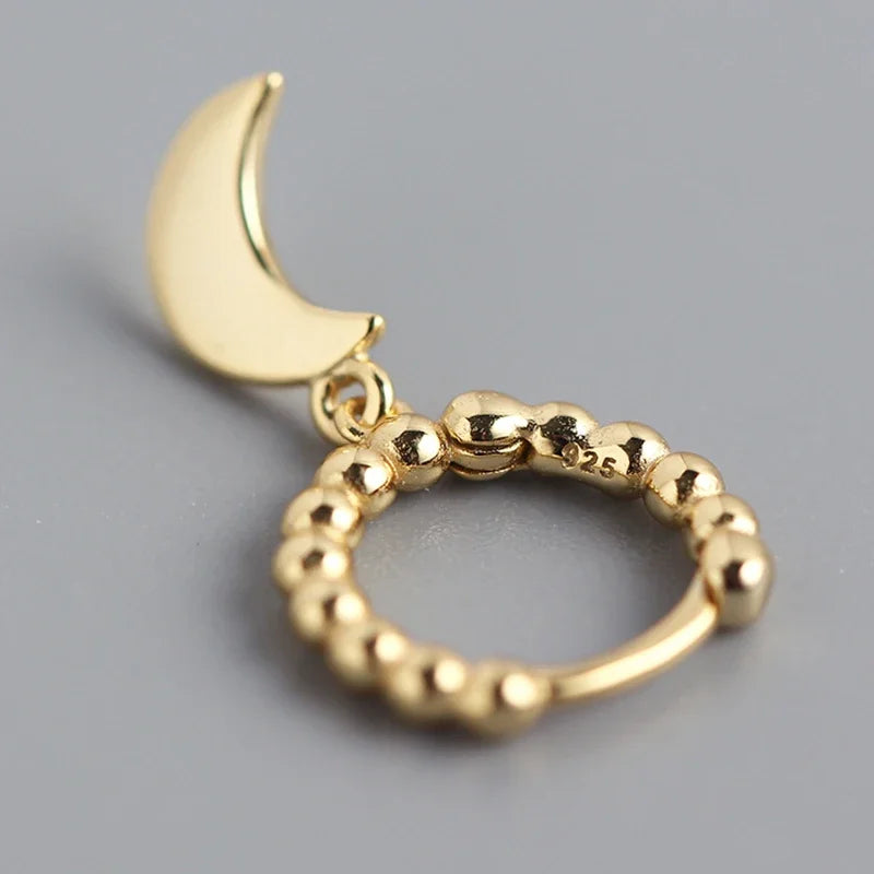 925 Sterling Silver Needle Metal Sea Shell Pendant Hoop Earrings Ball Round Moon Dangle Earrings for Women Party Fashion Jewelry