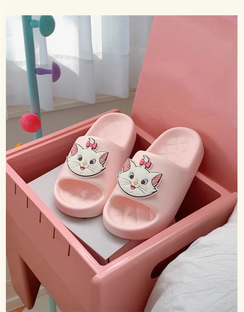 Kawaii Disney Marie Cat Slippers for Women Summer Soft-Soled Eva Slippers for Home Non-Slip Thick-Soled Sandals for Outdoor Wear