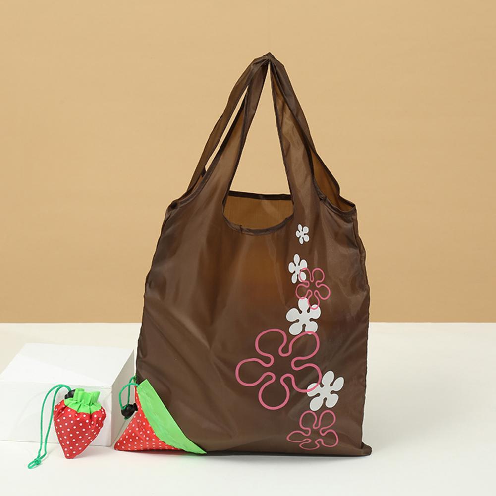 Strawberry Grocery Bag 10L Storage Bag Foldable Large Capacity Reusable Eco-friendly with Handle Item Storage Oxford Cloth Colla