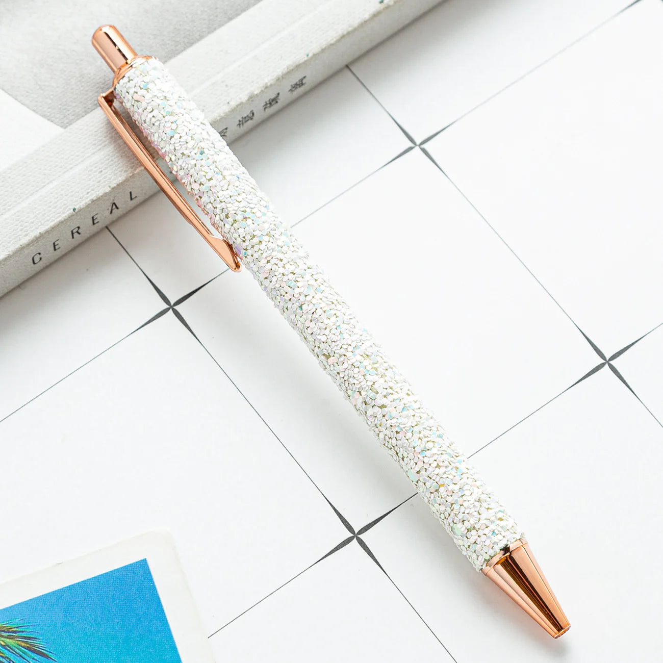 Lytwtw's-Rhinestone Roller Ballpoint Pen Luxury Cute Wedding Rose Gold Metal Stationery School Office Supply Spinning 4 Pieces