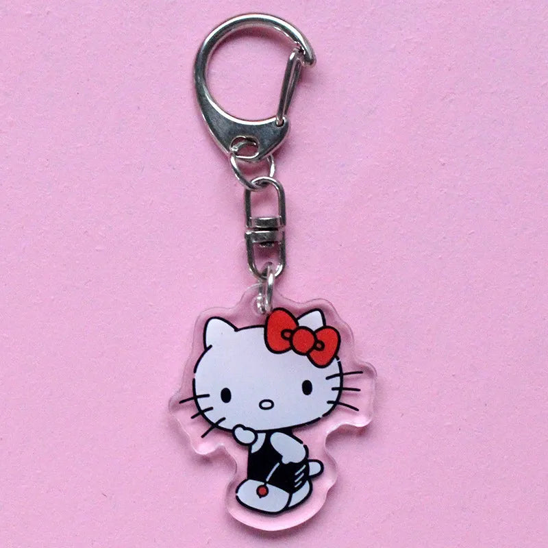 Hello Kitty Acrylic Keychain Accessories Sanrio Anime Figures Key Chain Pendant Cartoon Cosplay Chains Keyring Accessoried Gifts