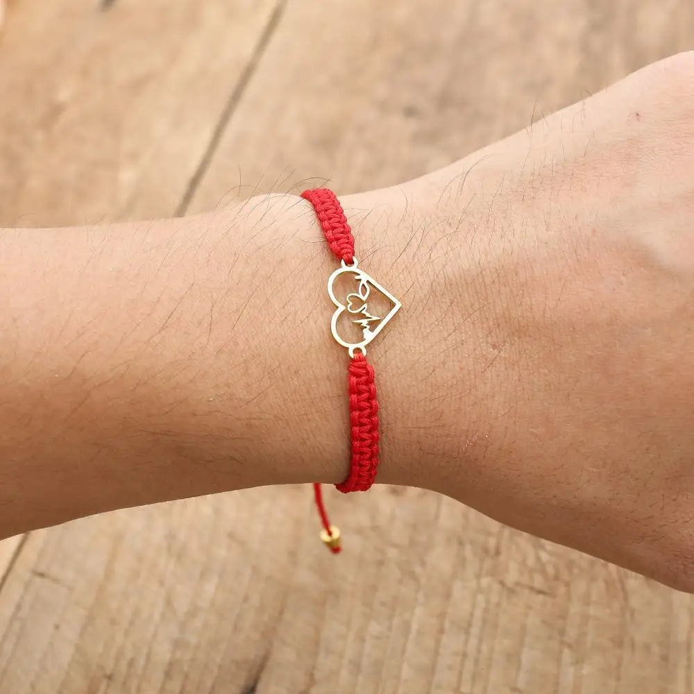 Handmade Red Rope Braided Bracelet Stainless Steel Tibetan Buddhist Lucky Charm Bracelets & Bangles For Women Men Gift