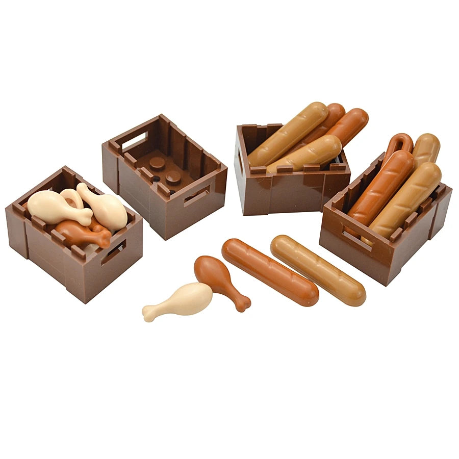 City Mini Food Toys Building Blocks Hamburger Fries Bread Pizza Cake Dessert Food Chocolate Fish Cookies MOC Bricks Kids Gift