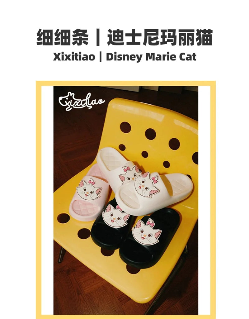 Kawaii Disney Marie Cat Slippers for Women Summer Soft-Soled Eva Slippers for Home Non-Slip Thick-Soled Sandals for Outdoor Wear