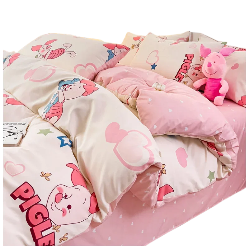 Mickey Mouse student cartoon bedding Donald Duck Mickey Minnie Daisy bed sheet quilt set three-piece comfortable home textile