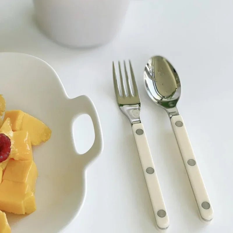 304 Stainless steel western tableware light luxury rivet handle household steak knife and fork dessert fork and spoon set