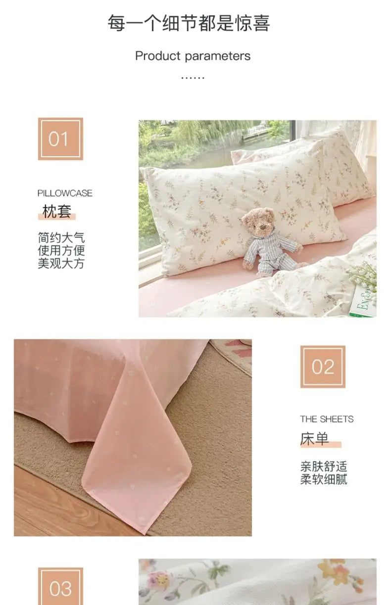 Floral Bed Duvet Covers Pastoral Four Seasons Polyester Quilt Cover King Queen Size Bedroom Bedding Home Textile Simple Cozy