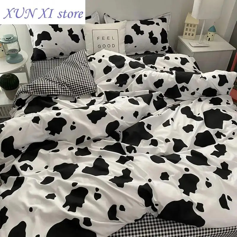 Romantic Bedding Set Floral Ins Style Duvet Cover Flat Sheet with Pillowcases Single Queen Full Size Boys Girls Korean Bed Linen