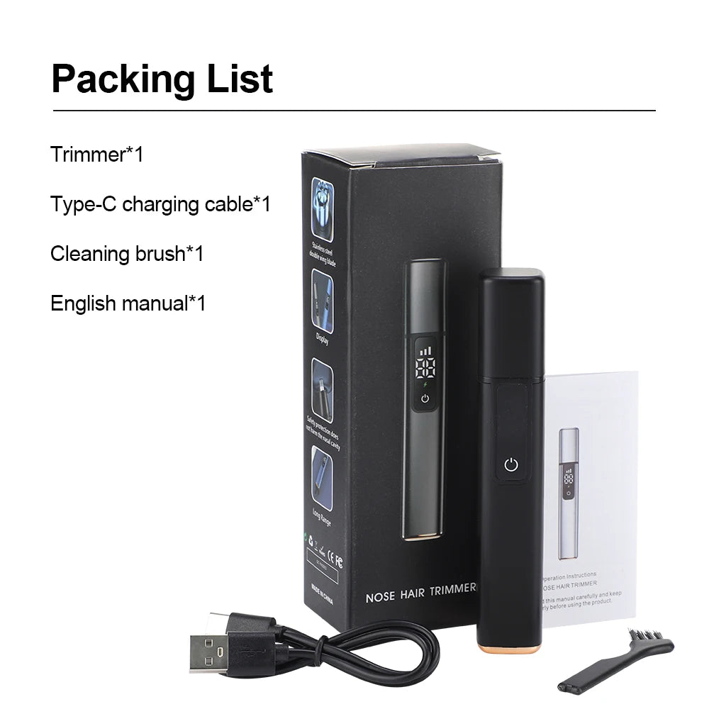 Electric Nose Hair Trimmer with Digital Display Hair Remover Nose Hair  Shaver Scissors Face Care Kit Tools with USB Charging