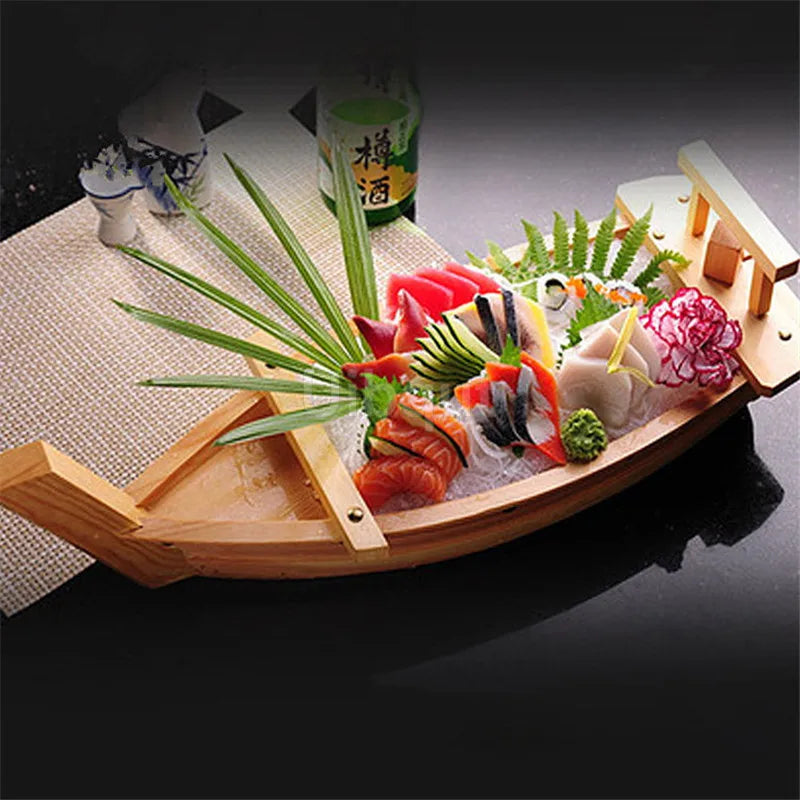 Japanese Cuisine Sushi Boats seafood Tool Wooden Shop Model Wood Handmade Simple ship Sashimi Assorted Cold Dishes sushi plate