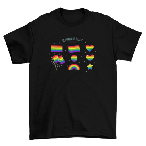 Rainbow flag elements collection t-shirt design