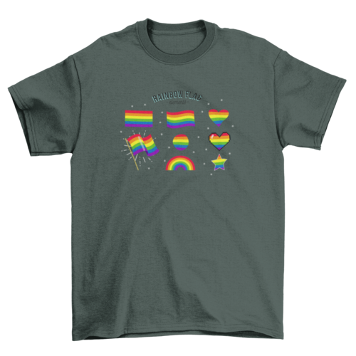 Rainbow flag elements collection t-shirt design