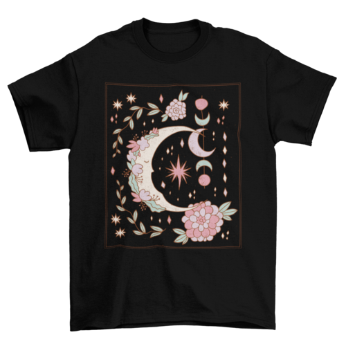 Floral Ornamental Moon T-shirt