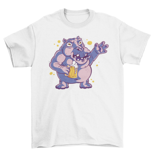Cartoon drunk hippo t-shirt