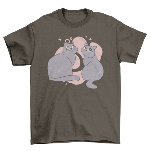 Cute grey cats animals t-shirt design
