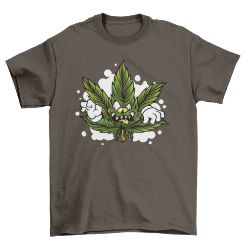 Cannabis leaf monster cartoon t-shirt