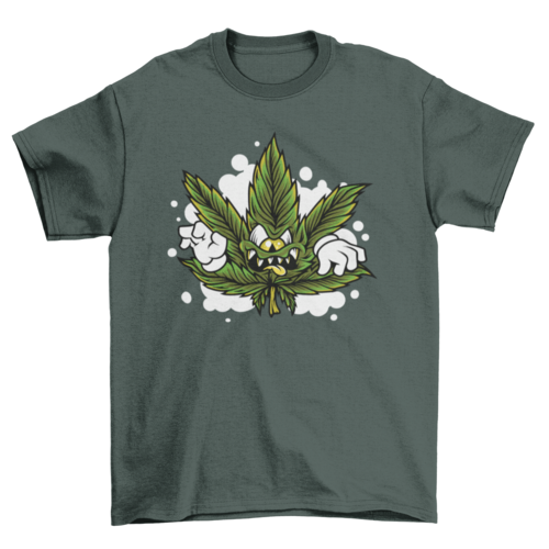 Cannabis leaf monster cartoon t-shirt