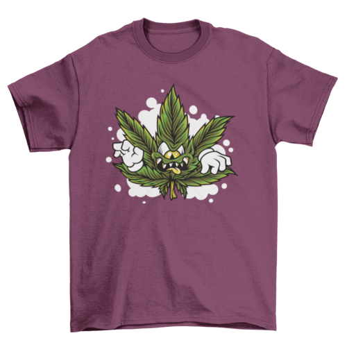 Cannabis leaf monster cartoon t-shirt