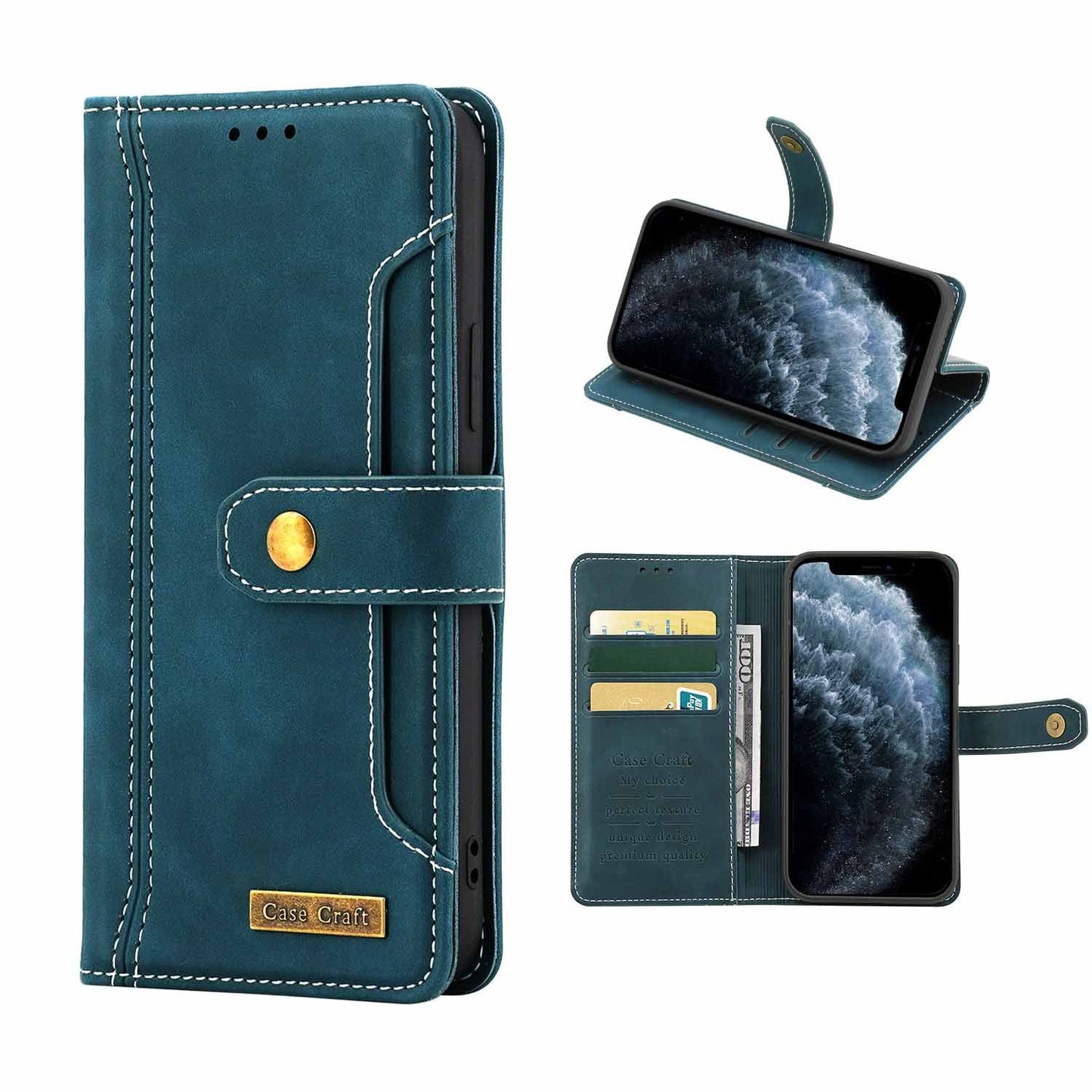 Magnetic Snap Protection Flap Wallet Leather Case