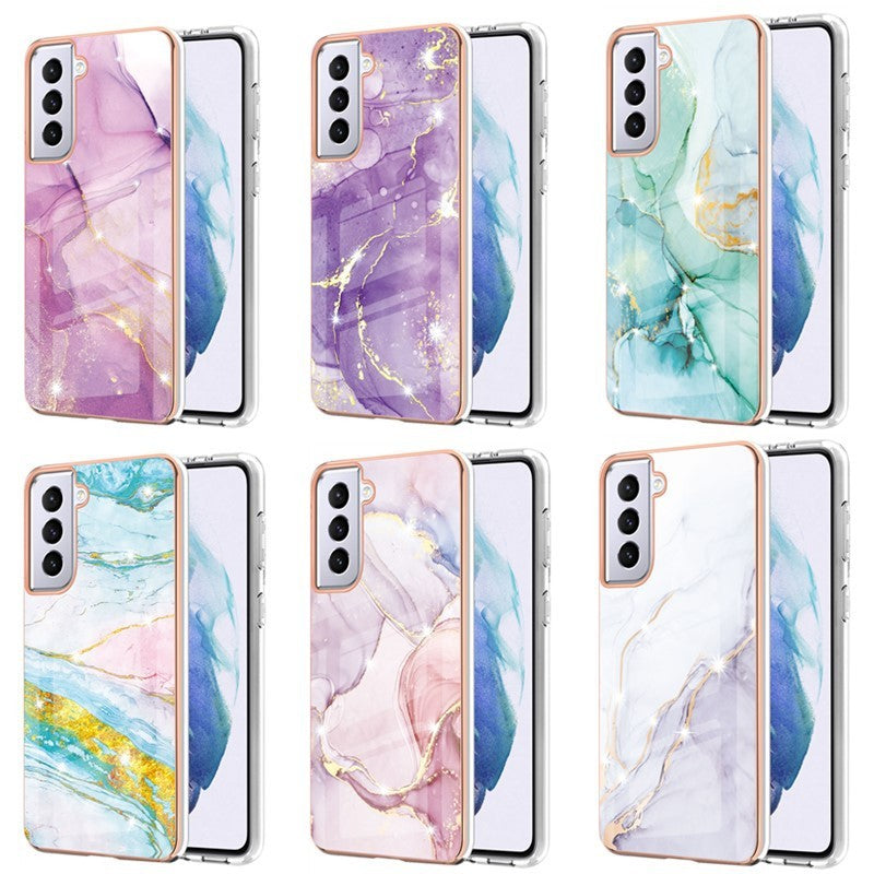 Mobile Phone Case Surface Film Electroplating Marble Anti Fall Case