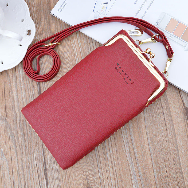 Soft Leather Lychee Pattern Largecapacity Messenger Bag Single Shoulder Pouch